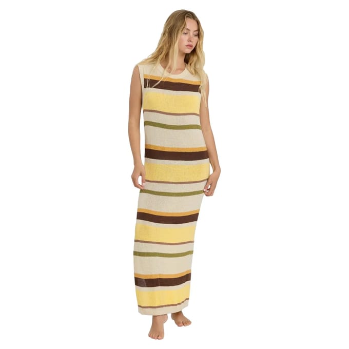 Lange Mouw Col Opstaande Gebreide Jurk Dames Billabong Those Days Midi