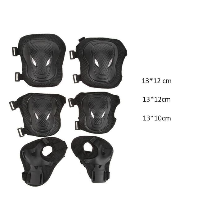 Dames Heren Elleboog Pols Kniebeschermers Beschermingsset Skate Roller Fiets black