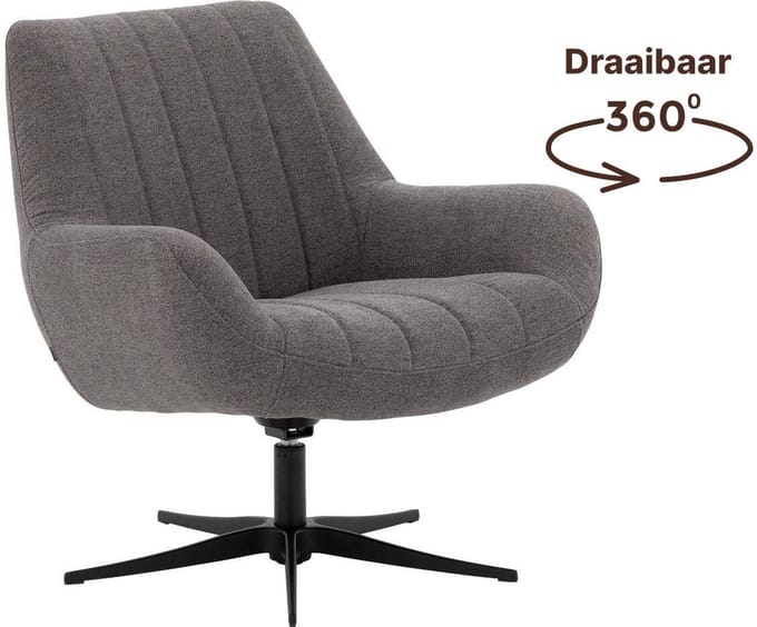 Goossens Fauteuil Kamille - Stof - Grijs