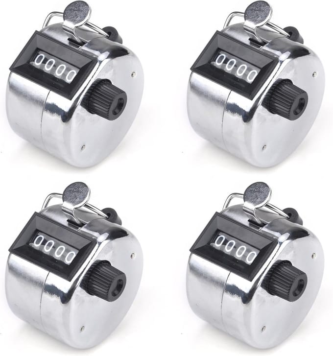Set van 4 Handmatige Mechanische Tellers - Duurzame Metalen Clicker Tellers