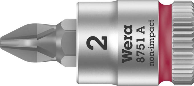 Wera 8751 A 05003351001 Kruiskop Phillips Dopsleutel-bitinzet Houderfunctie 6.3 mm 1/4 PH 2 1/4 (6,3 mm)