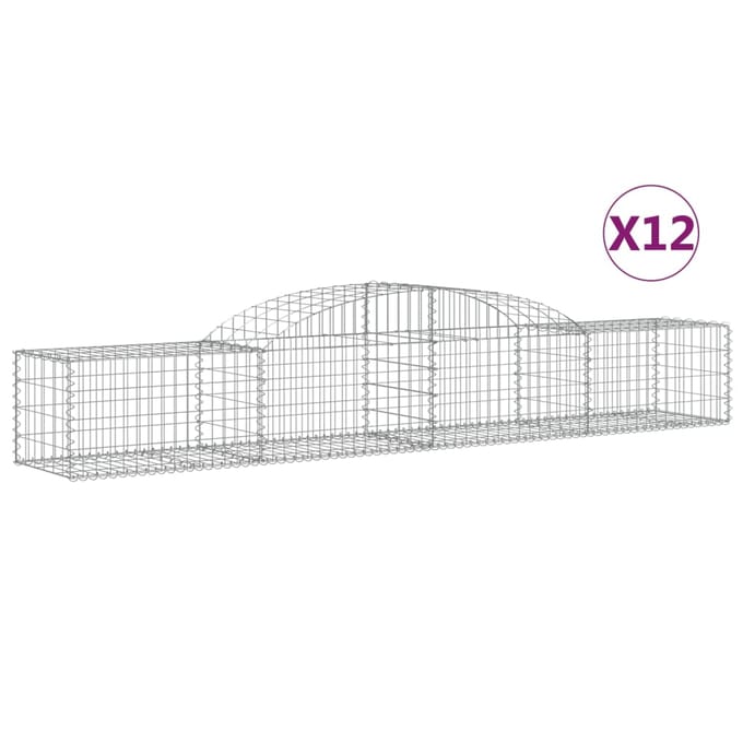 vidaXL - Schanskorven - 12 - st - gewelfd - 300x50x40/60 - cm - gegalvaniseerd - ijzer