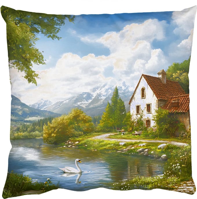 Sierkussens - Kussentjes Woonkamer - 60x60 cm - Zwaan - Bomen - Rust
