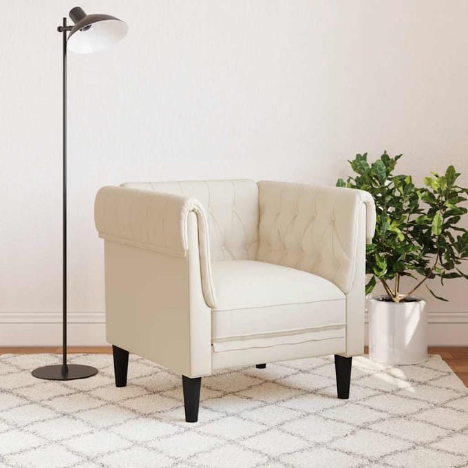 vidaXL Fauteuil Chesterfield-stijl linnen