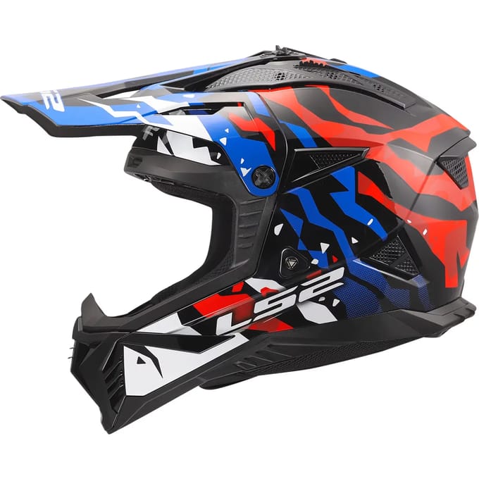 LS2 Helm Fast II Grotesk MX708 wit / blauw / rood maat M