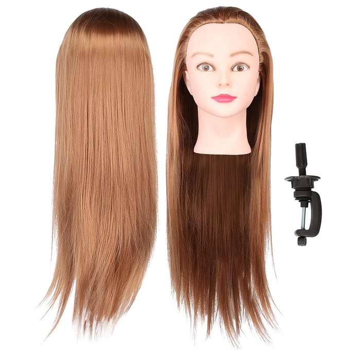 Pruik Haar Mannequin Hoofd Haarstyling Vlechten Salon Training Oefenhoofd Model 70cm beige