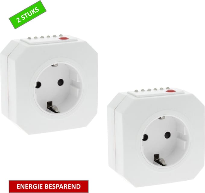 Q-LINK schakelklok met Terugloopfunctie - 15 tot 945 minuten - Randaarde - Max 3680 watt - Wit - ENERGIE BESPAREND - 2 STUKS