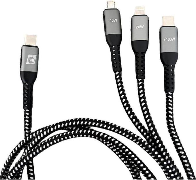 IWH 019057 USB-laadkabel USB-C, USB-micro-A bus, Apple Lightning stekker 1.20 m