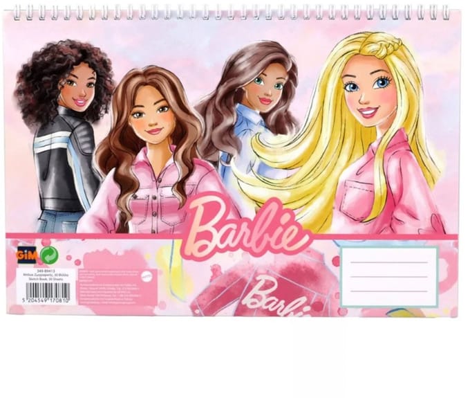 Barbie Paints A4 spiraalvormig schetsblok, 30 vellen, Babrie schetsblok, Schetsboek, Barbie, Tekenblok