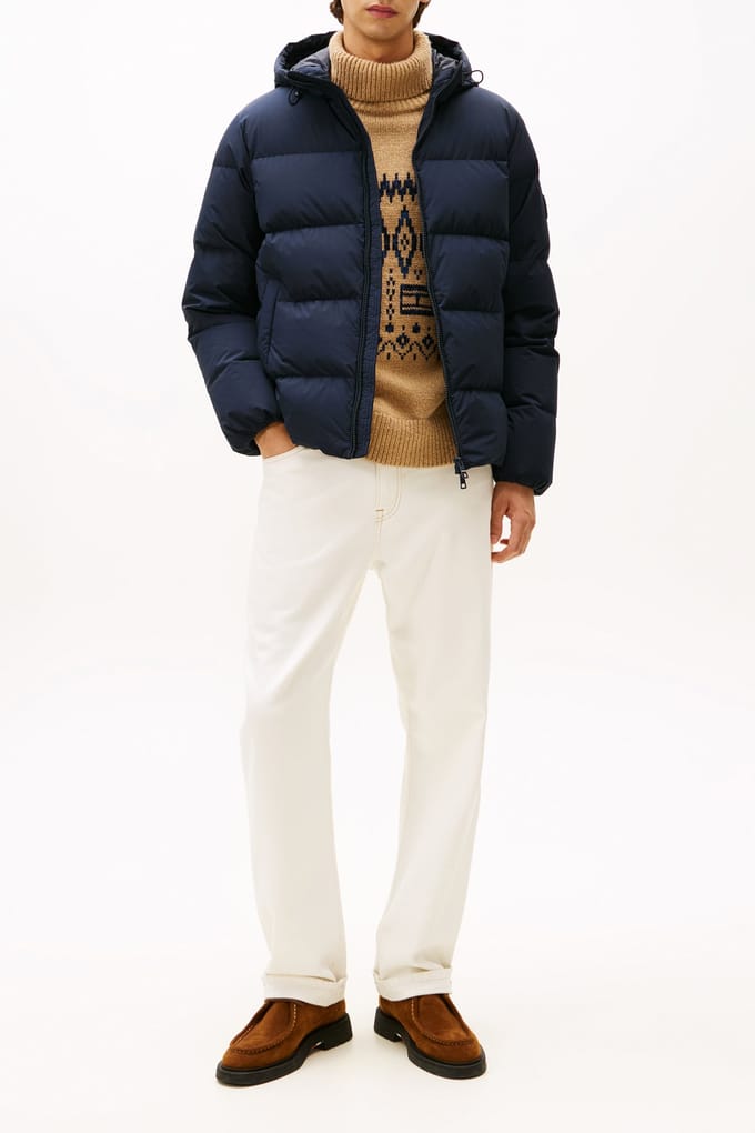 Tommy Hilfiger Down Hooded Puffer Jacket Navy Blue size L | Winter Jackets Outlet | Men | Blue