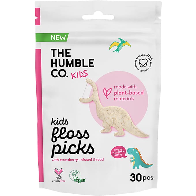 The Humble Co Floss Pick Kids Enkele draad - Aardbei 30 stuks