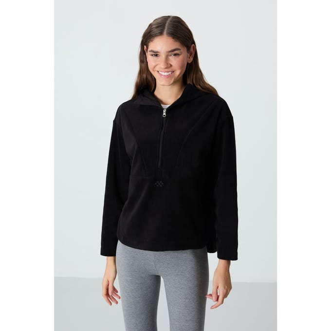 Overmaatse Pluche Halve Rits Hoodie Sweatshirt
