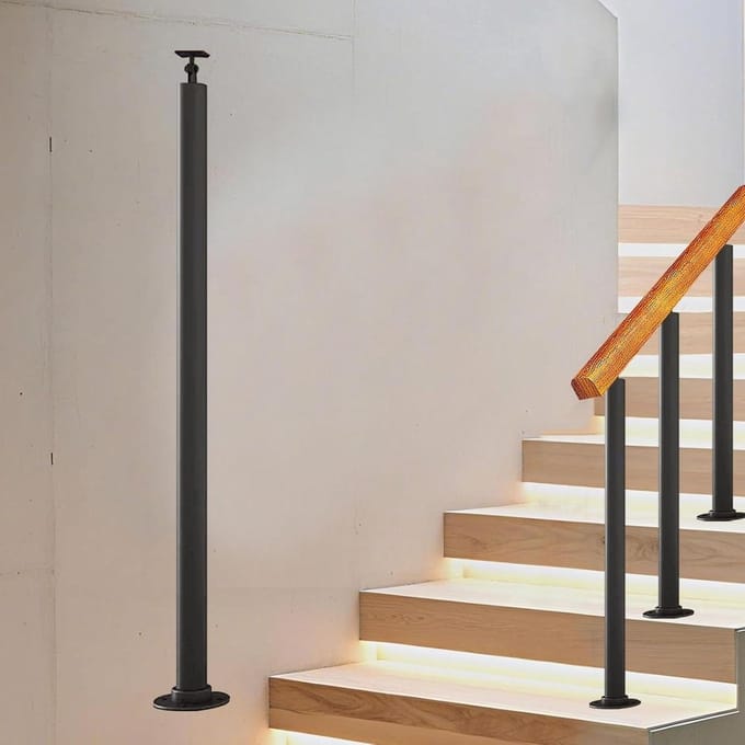 Trappaal Set - Leuninghouder - Veilige Trappen - Verstelbare Beugel - 100cm - Zwart