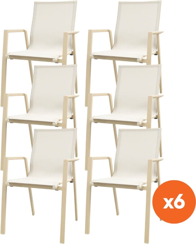 Set van 6 - Atmos stapelbare tuinstoelen - Latte/Beige