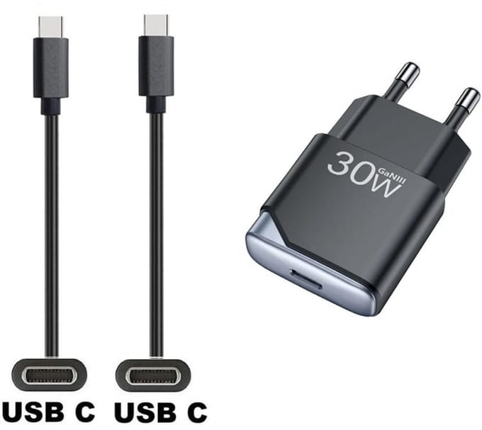 OneOne 30W snellader + 2,0m sterke USB C naar C kabel. GAN lader. PD PPS oplader adapter past op Kobo (Rakuten) eReader Elipsa, Elipsa 2E, Sage, Libra 2, Libra Colour, Clara 2E, Clara Colour, Clara BW - Kindle (Amazon) Scribe