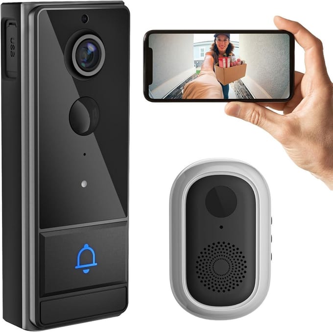 Draadloze Video-Deurbelcamera met Nachtzicht en PIR Wakeup