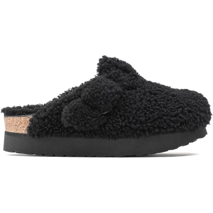 Damesklompen Papillio Boston Big Buckle Platform Fur