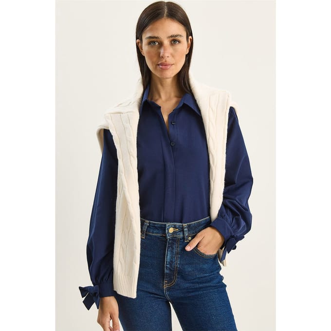 Knopsluiting Relaxed Fit Katoen-Polyester Shirt