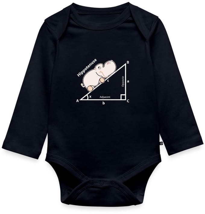Grappige Hippo Wiskunde | Hippotenuse Baby Rompertje Met Lange Mouwen