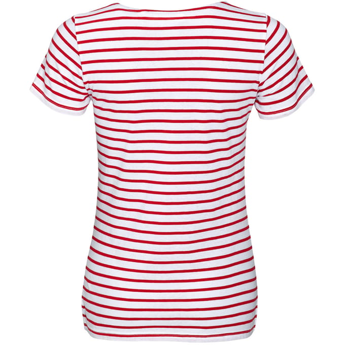 SOLS Dames/dames Miles Gestreept T-Shirt met korte mouwen (Wit/rood)