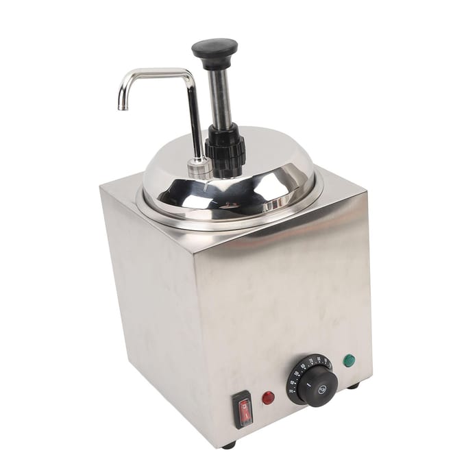 Elektrische Kaasdispenser Machine met Pomp Instelbare Temperatuur RVS Hot Fudge Warmer UK Plug white