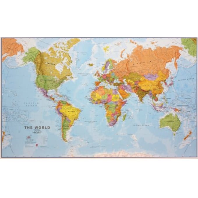 World Political Flat Laminated Eng 1/20m