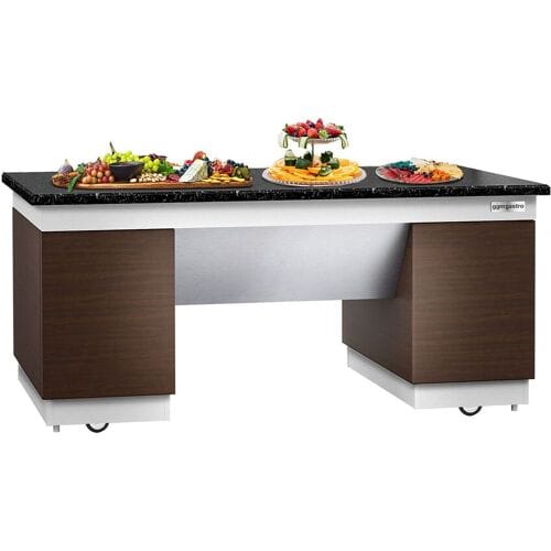 GGM Gastro Neutralelement DUBLIN - 2000mm - schwarze Granit-Arbeitsplatte Bruin / Wit / Zwart