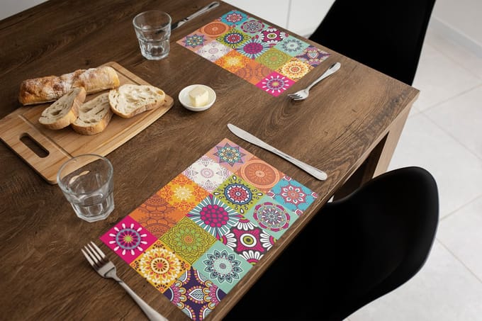 Placemat vinyl | Retro Flower | 6 stuks