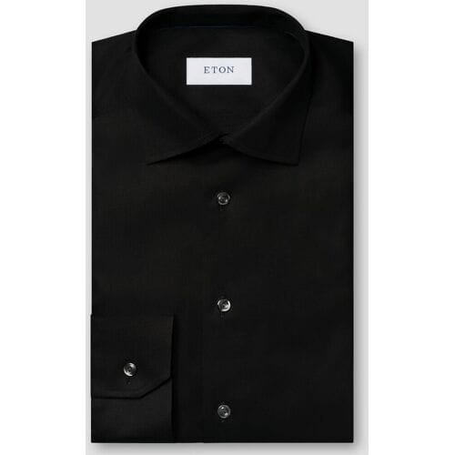 Eton Overhemd Signature Twill Uni Cutaway Zwart / male