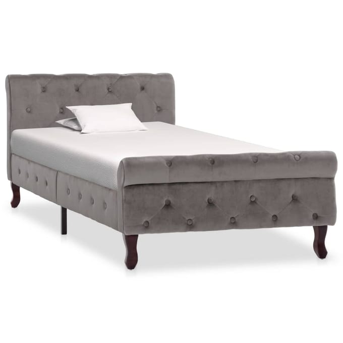 vidaXL - Bedframe - fluweel - grijs - 90x200 - cm
