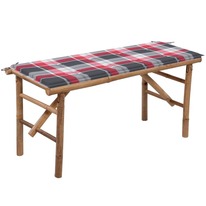 vidaXL - Tuinbank - inklapbaar - met - kussen - 118 - cm - bamboe