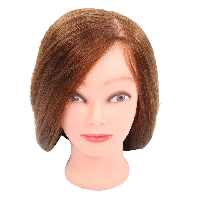 Tête de Mannequin Coiffure Cheveux Humains Entraînement Pratique Cosmétologie Tête de Mannequin Marron noir