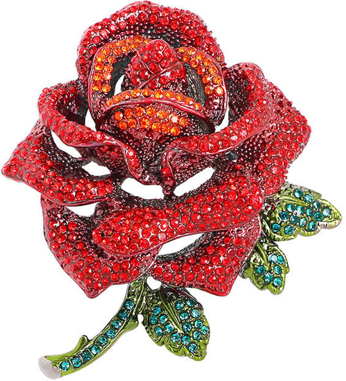 Bloembroche - Elegante Broche met Kristallen | Twinolo