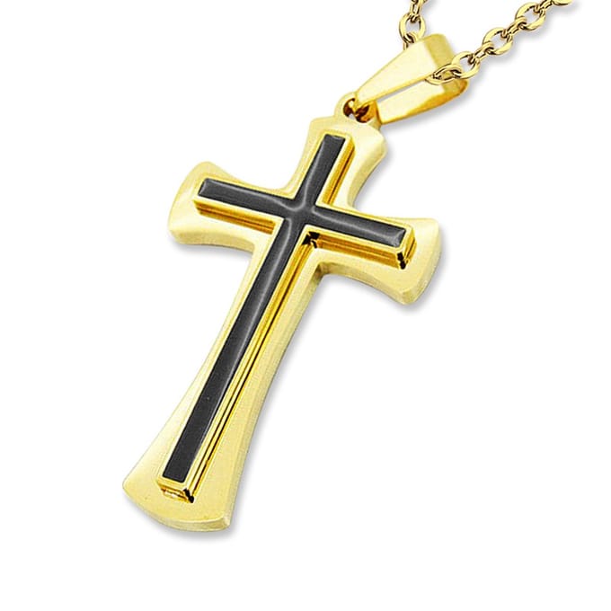 Amanto Ketting Ares G - 316L Staal PVD - Kruis - 43x24mm - 60cm