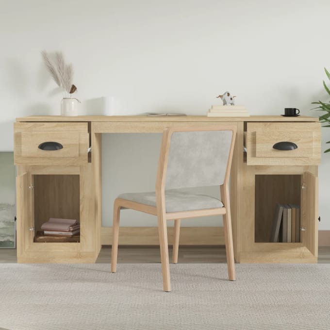 vidaXL - Bureau - met - kast - bewerkt - hout - sonoma - eikenkleurig