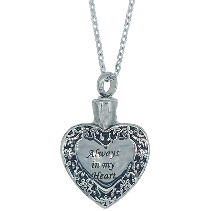Ketting met Ashanger – Hart met tekst "always in my heart" – Edelstaal – Lengte 50 cm