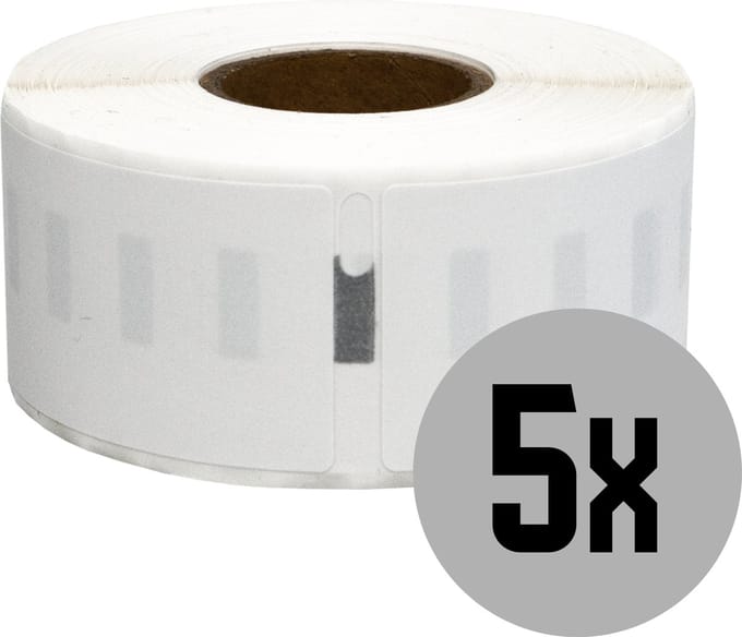 DULA Dymo Compatible labels - Verwijderbaar - Wit - 99010 - S0722370 - Adresetiketten - 5 rollen - 2