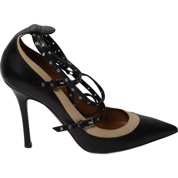 Valentino Studs Grommet Pumps in Zwart Leer