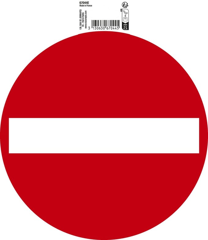 Exacompta Zelfklevend antislip PVC bord Verboden richting 20 cm - Rood - 67044E