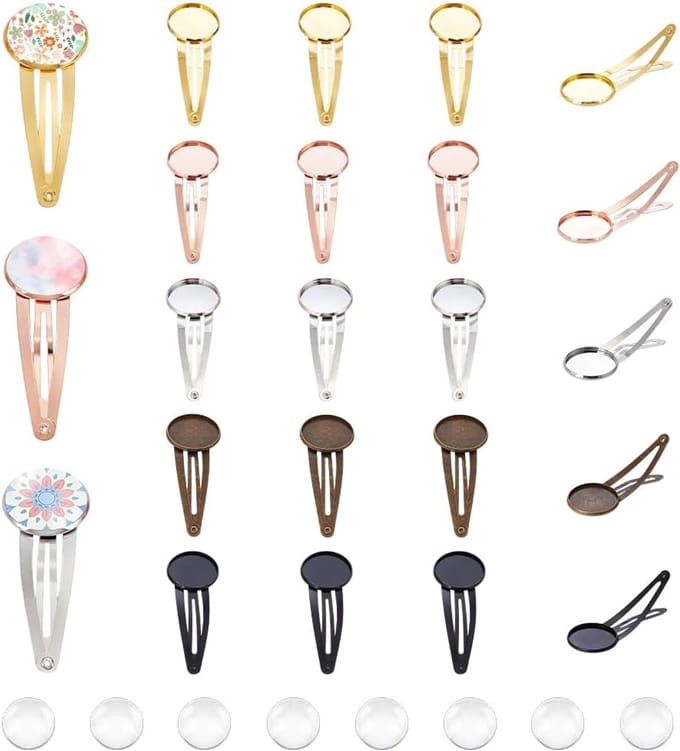 Blanco Haarclips - Haarspeldjes Lade - Doe-het-zelf Haaraccessoires - Inclusief Cabochons - 20 Sets - Gemengde Kleuren