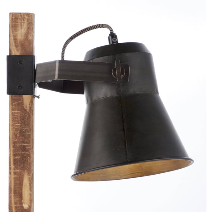 Brilliant Tafellamp Plow, zwart/hout donker