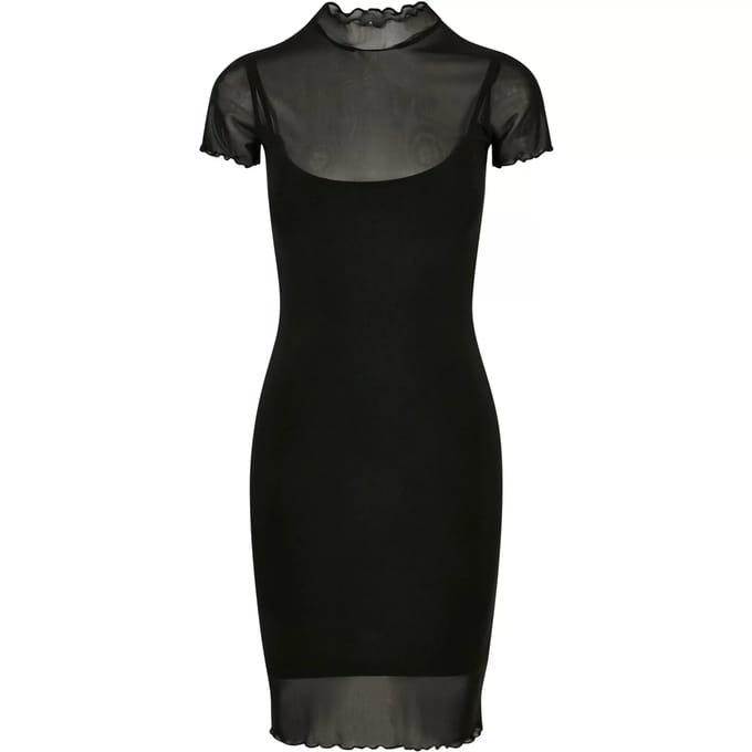 Urban Classics - Mesh Double Layer Korte jurk - 3XL - Zwart