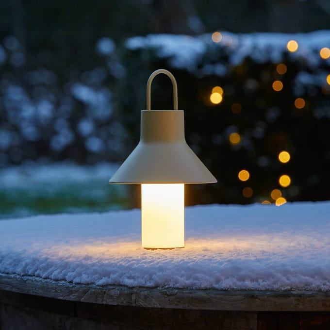 LOOM DESIGN LED tafellamp op accu Shadow Small, beige, IP65