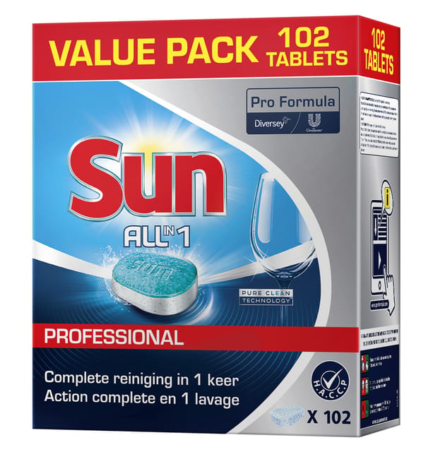 Sun all-in-1 - vaatwastabletten - 102 tabletten - voordeelverpakking