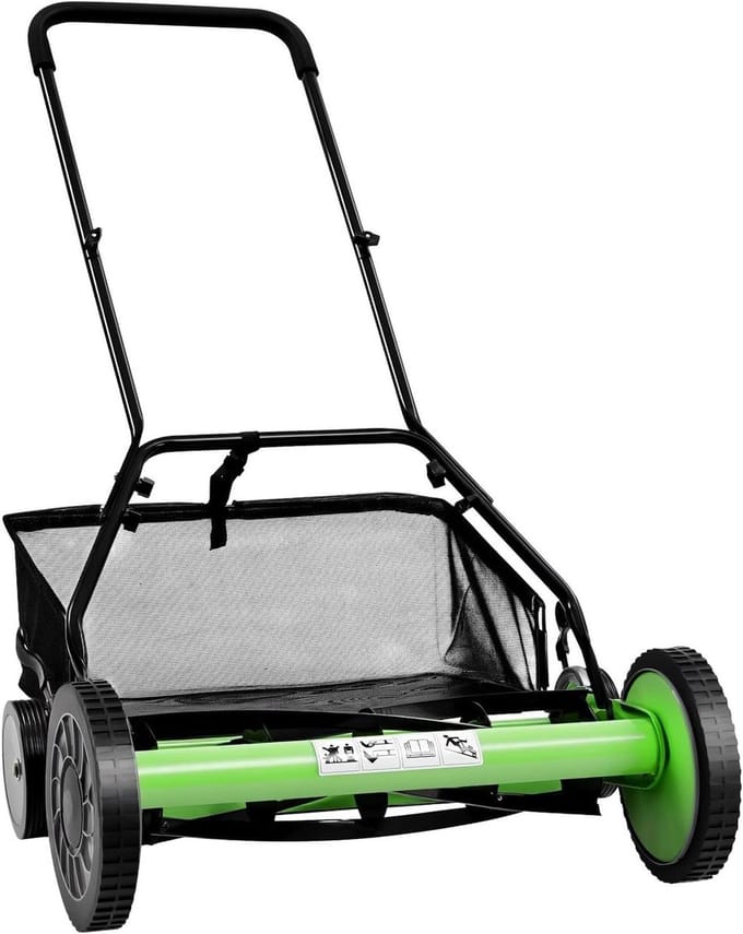 Handgrasmaaier - Duwmaaier Gazon - Gazon Onderhoud - Stille Werking - 50.8 cm Maaibreedte - Groen Zwart