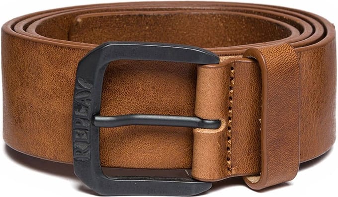 REPLAY Leren Riem Vintage Leather Belt W85 Tan Bruine