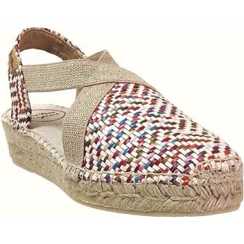 Platte espadrilles voor dames van veelkleurig raffia | VERA-MS