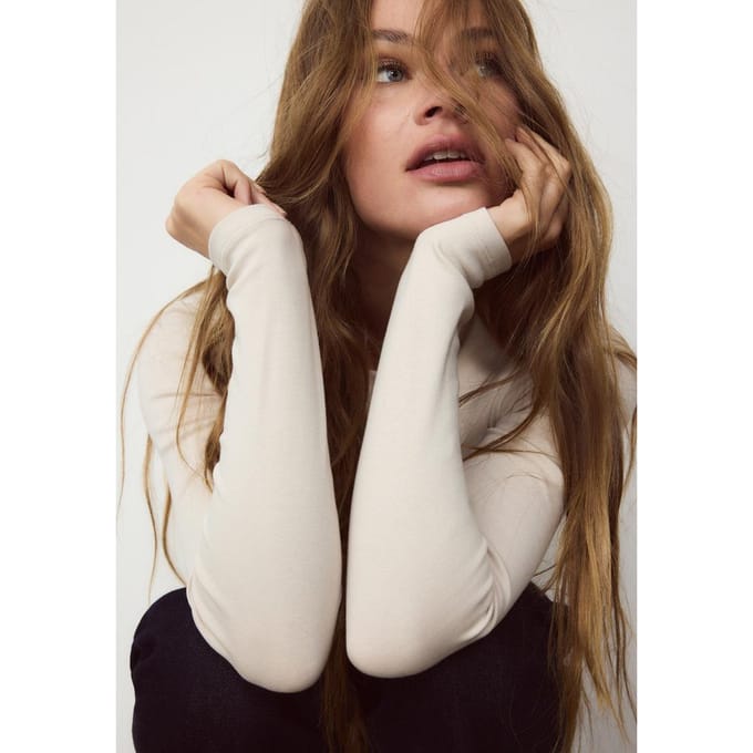 Stradivarius Basic T-shirt met lange mouw  Steen S