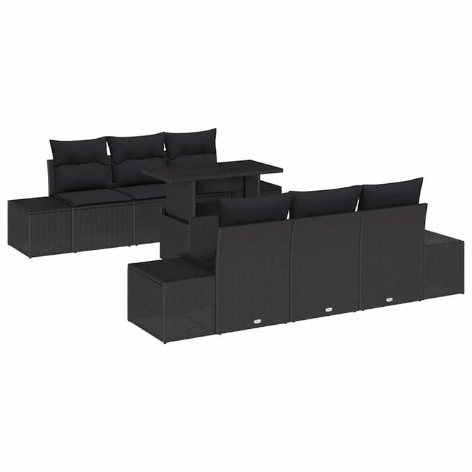 vidaXL Bankstel 7 st Zwart poly rattan