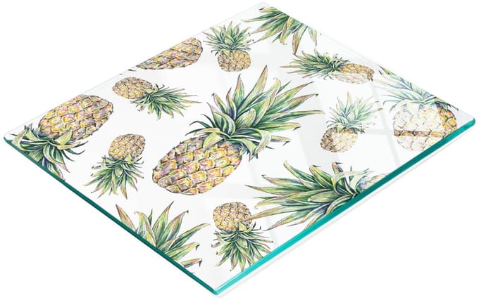 Multifunctioneel decoratief keukenbord van gehard glas in de vorm van een ananas, 60x52 cm